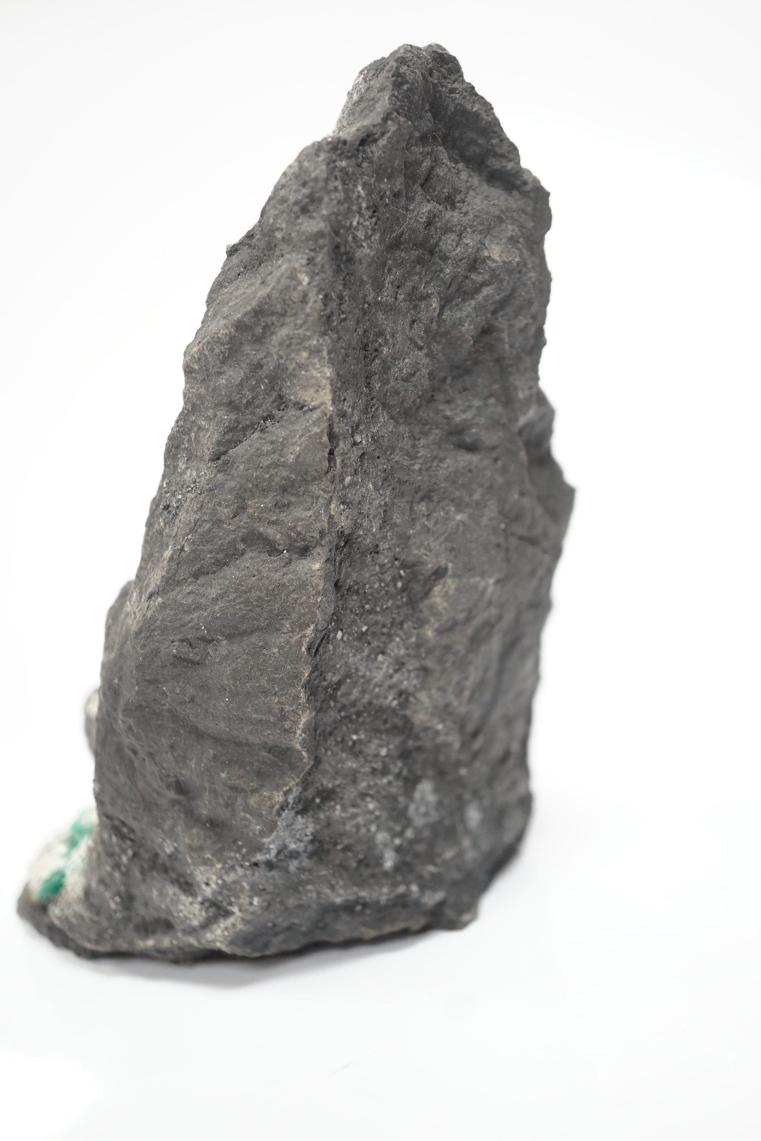 An iron pyrites and emerald? crystal figural geode sculpture, 14cm